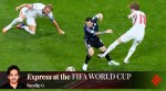 Argentina's Lionel Messi (10) dribbles between England's Anthony Gordon (18) and Harry Kane (9) during the World Cup semifinal soccer match in Atlanta on Wednesday, July 15, 2026. (AP Photo/Lynne Sladky)