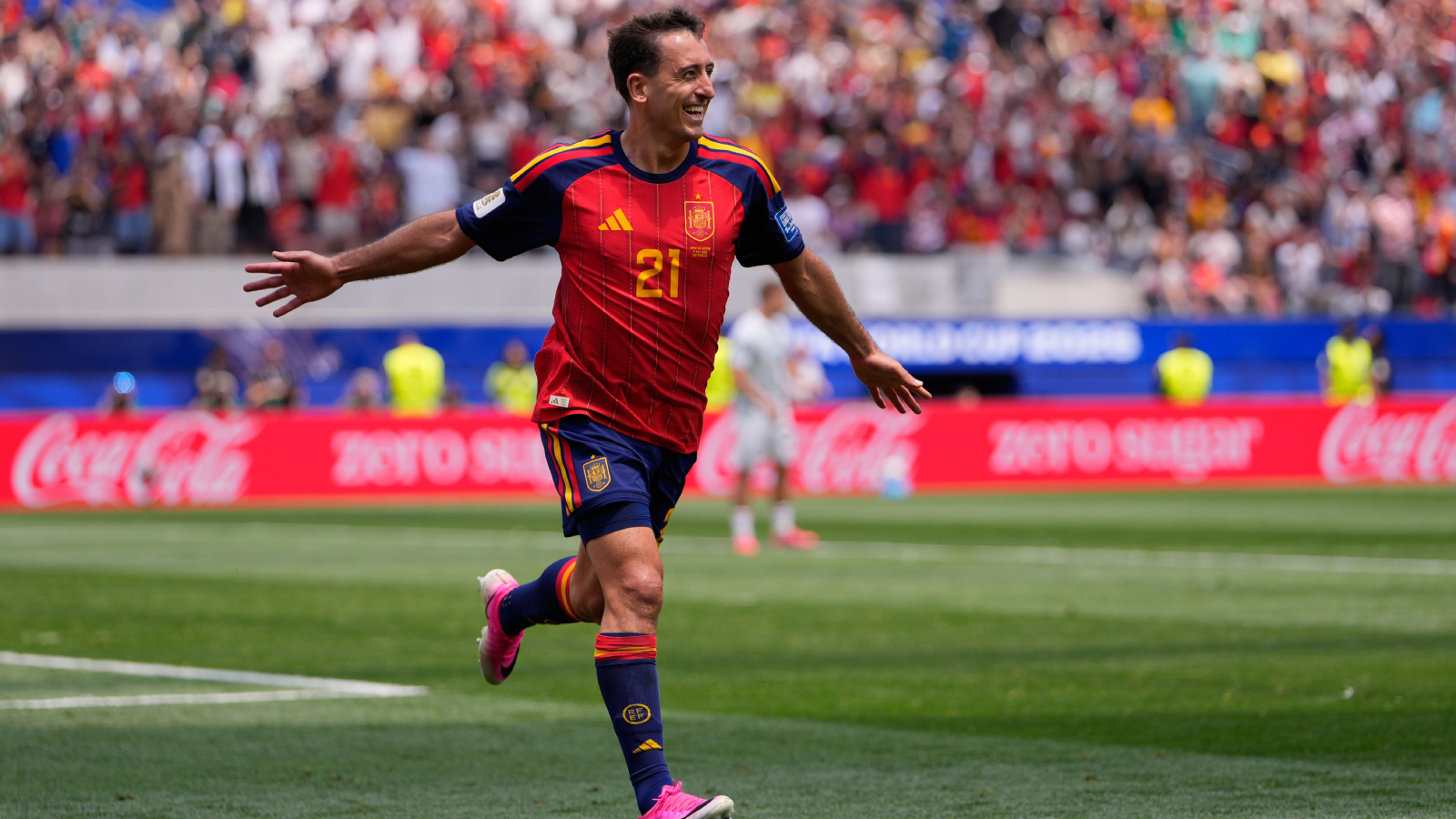 Spain's Mikel Oyarzabal in action during the FIFA World Cup 2026 match vs Austria. (AP)