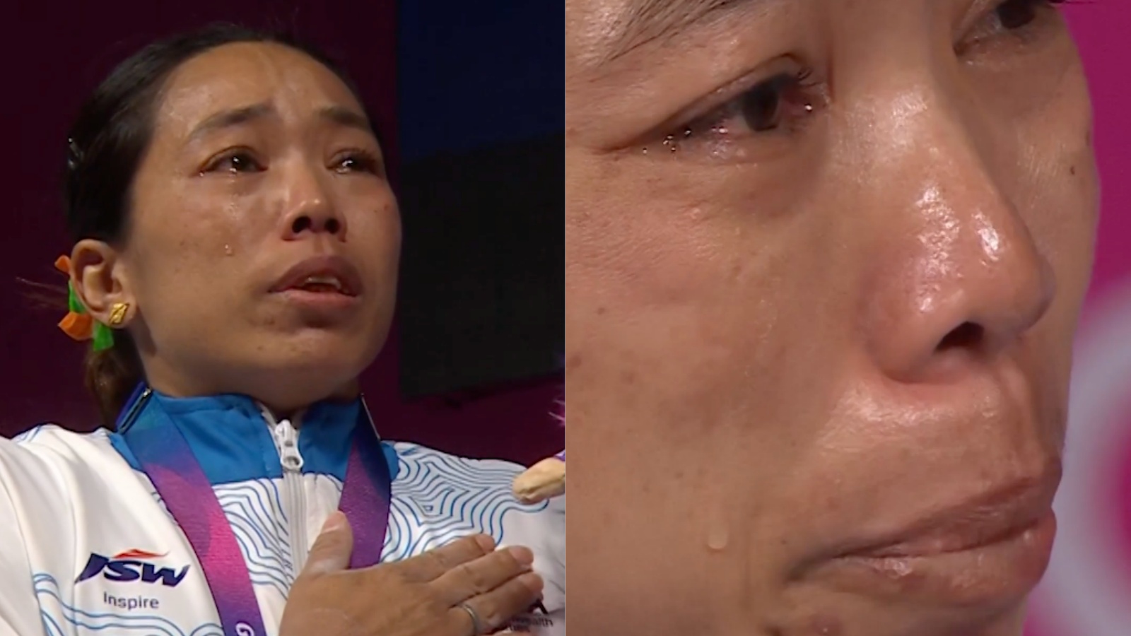 Mirabai Chanu Cries as National Anthem Plays After Third Consecutive Commonwealth Gold
