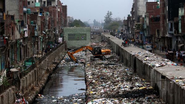 The drain in Northeast Delhi's Chand Bagh where Ankit Sharma's body was found