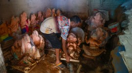 Rain destroys ganesh idols worth crores in Maharashtra, Rain destroys idols before Ganesh Chaturthi, Ganesh Chaturthi, Mumbai Monsoons, Mumbai rains, Rain destroys idols worth crores in Maharashtra hub before Ganesh Chaturthi, Indian express news, current affairs