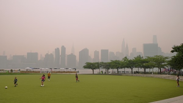 New York City covered in smog. (AP)