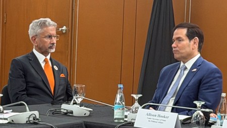 Jaishankar meets Rubio, Jaishankar meets Rubio in Philippines, Marco Rubio, S. Jaishankar, Trump Tariffs, trump tariff impositions, India-US ties, trade war, us trade war, donald trump, reciprocal tariffs, Trump India trade deal, India US tariff cuts, Trump India tariffs announcement, India US trade agreement, Modi Trump trade talks, India US economic relations, India lowers tariffs for US, US India trade negotiations, Trump Modi tariff deal, India US import export policy, Trump on India tariffs, US India business ties, trade war India US, India trade policy changes, India US tariff reduction, Indian express news, current affairs