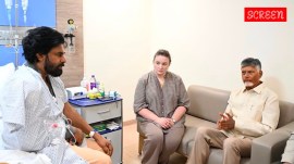 Andhra Pradesh Chief Minister N. Chandrababu Naidu visiting Pawan Kalyan at Kokilaben Dhirubhai Ambani Hospital in Mumbai after the Deputy CM's shoulder surgery.