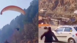 The viral video captures the moment the pilot landed on the road