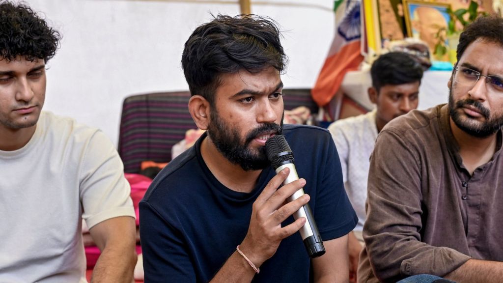 Abhijeet Dipke, Cockroach Janta Party, Abhijeet Dipke, RTI on Dipke degree, BJP degree row, CJP protest, NEET protest leader, Jantar Mantar protest, CJP founder, Dharmendra Pradhan resignation, political movement, Maharashtra news, Indian Express news
