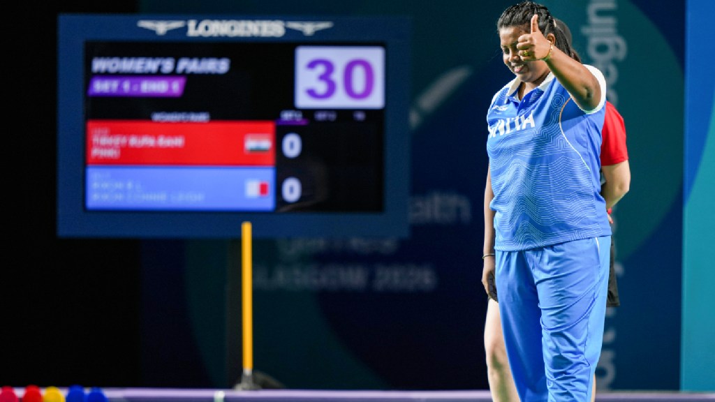 India’s Rupa Rani Tirkey during the Women's Pairs Sectional Play at the Glasgow Commonwealth Games 2026, at the SEC Centre in Glasgow, Scotland, Thursday, July 23, 2026.