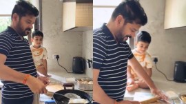 Revanth Reddy cooking pooris with grandson