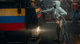 Rhiya Ahir blocks police van during NEET protest