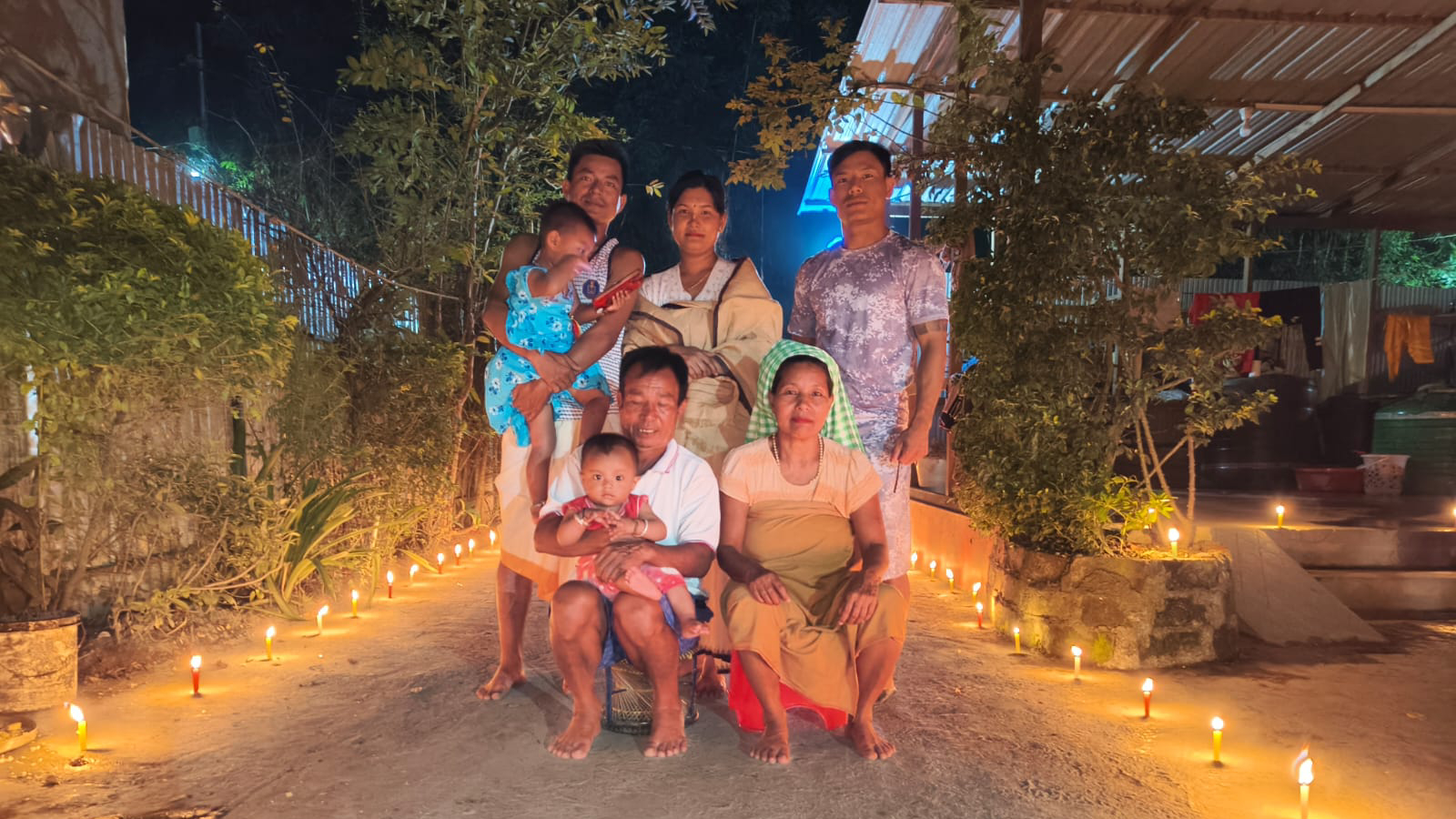 Rishikanta Singh (first from right standing) with his parents and brother at their home in Imphal. Special arrangement