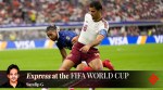 France's Michael Olise vies for the ball with Spain's Rodri during the World Cup semifinal. (AP)