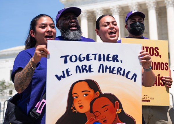 Birthright citizenship supporters gather in front of the Supreme Court after a decision on birthright citizenship in Washington, on Tuesday, June 30, 2026. The Supreme Court on Tuesday struck down President Trump’s executive order limiting birthright citizenship, reaffirming the long-held principle that the Constitution guarantees that nearly all children born on U.S. soil are citizens. (Allison Robbert/The New York Times)