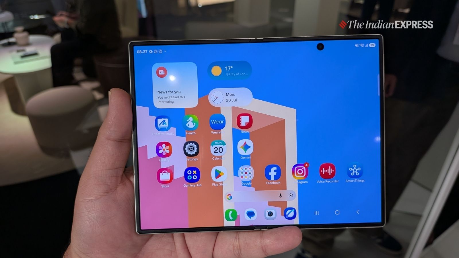 The Galaxy Z Fold 8 features a 7.6-inch foldable AMOLED display with a wider aspect ratio designed for gaming and media consumption. (Image: Express Image)