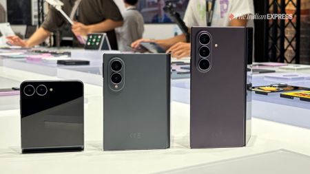 Galaxy Unpacked 2026 in London showcased Samsung's expanding foldable lineup alongside new wearables and AI-powered devices.(Image: The Indian Express/ Anuj Bhatia)
