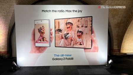 Samsung's Galaxy Z Fold 8 introduces a wider, passport-style form factor with a 5.5-inch cover display. (Image; The Indian Express/ Anuj Bhatia)