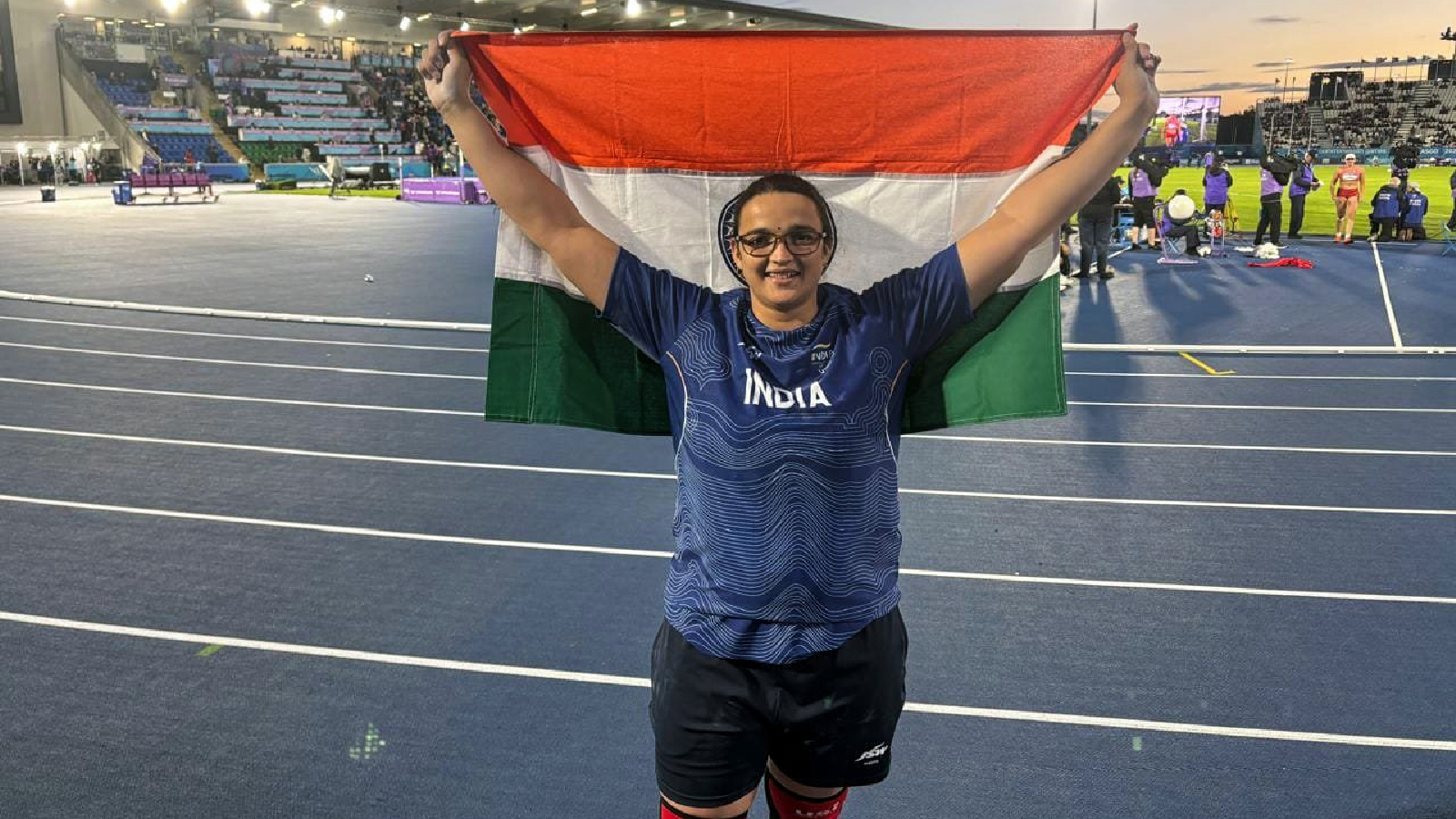 Prime Minister Narendra Modi tweeted this picture to congratulate Seema for securing a Bronze in the Women's Discus Throw event with a best throw of 58.65m at the Commonwealth Games 2026, in New Delhi on Friday. (@narendramodi X/ANI Photo)