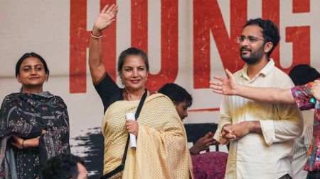 Addressing the gathering, Azmi said she was standing with students because their demands deserved to be heard. (PTI Photo)