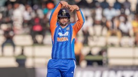 Vaibhav Sooryavanshi of India celebrates after scoring his fifty runs during the 1st T20 International match between Zimbabwe and India at the Harare Sports Club, Harare, Zimbabwe on July 23, 2026.