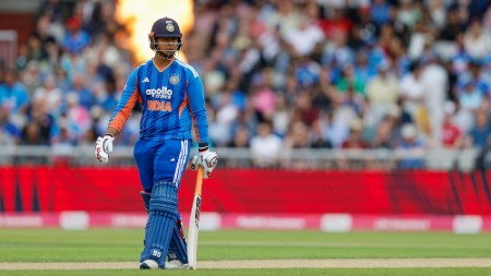 Vaibhav Sooryavanshi of India during the 2nd T20 International match between England and India at the Old Trafford, Manchester, England on July 4, 2026.