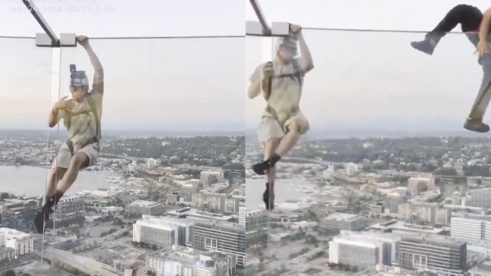 Two Men Leap from Seattle's Space Needle Observation Deck