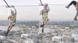 Space Needle two men jump