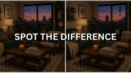 Spot the difference living room puzzle with 8 differences