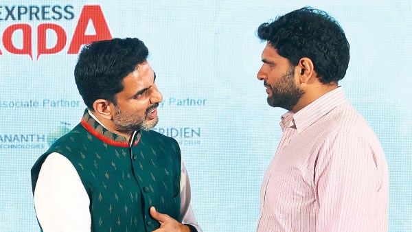 Nara Lokesh with Anant Goenka, Executive Director, The Indian Express Group