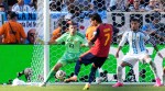 Spain's Ferran Torres scores the opening goal during the World Cup final soccer match between Spain and Argentina in East Rutherford, N.J., near New York, Sunday, July 19, 2026. (AP Photo/Ashley Landis)