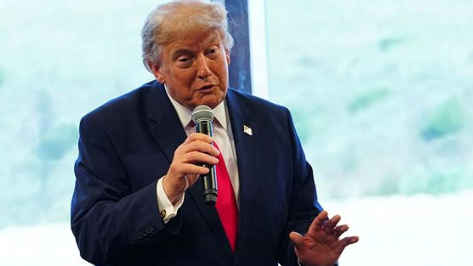 President Donald Trump speaks as he presents Theodore Roosevelt's Medal of Honor that was in the Roosevelt Room at the White House House, to be kept on display at the Theodore Roosevelt Presidential Library, in Medora. (AP Photo/Julia Demaree Nikhinson)