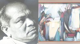 Afzal Pathan, Pictures of Afzal Pathan, Afzal Pathan paintings, Husain, Raza, Sher-Gil, and Gaitonde, Afzal Pathan: Ek Behta Dariya, Shridharani Gallery, Triveni Kala Sangam, delhi news, India news, Indian express, current affairs