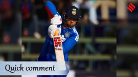 India's batsman Vaibhav Sooryavanshi watches his shot during the first T20 cricket match between Zimbabwe and India in Harare, Zimbabwe, Thursday, July 23, 2026. (AP Photo)
