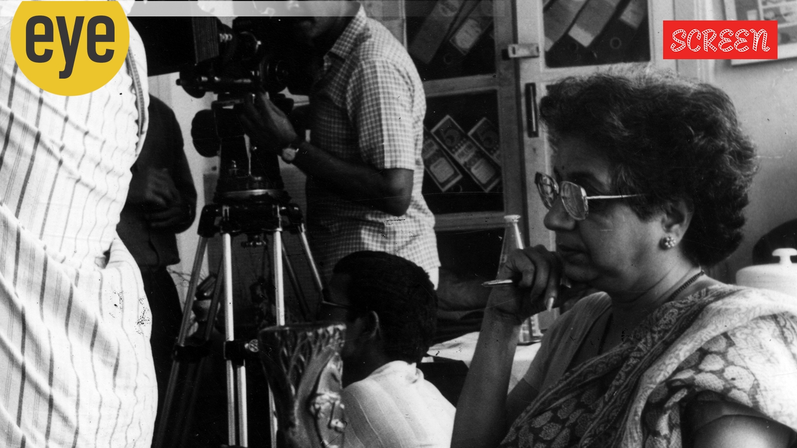 Vijaya Mehta on the set of Jeevan Rekha