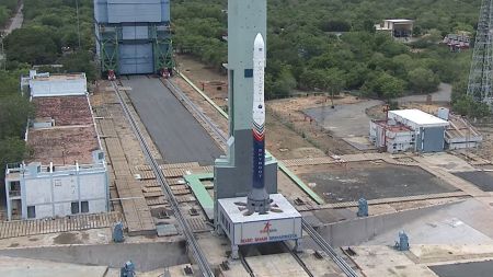 Vikram-1 before the launch at Satish Dhawan Space Centre, Sriharikota.