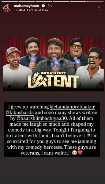 Samay Raina's Instagram Story