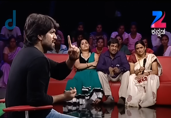 Yash with his father, mother, and sister on Zee Kannada show