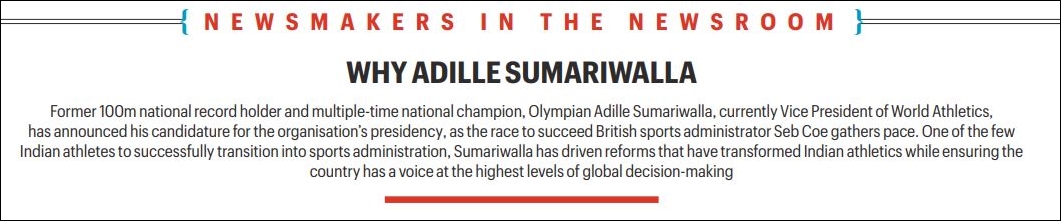 World Athletics VP Adille Sumariwalla at Idea Exchange: ‘National records are being broken again and again. This shows we have bench strength’