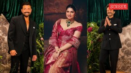 Anshula Kapoor chooses sindoori red outfit for wedding reception