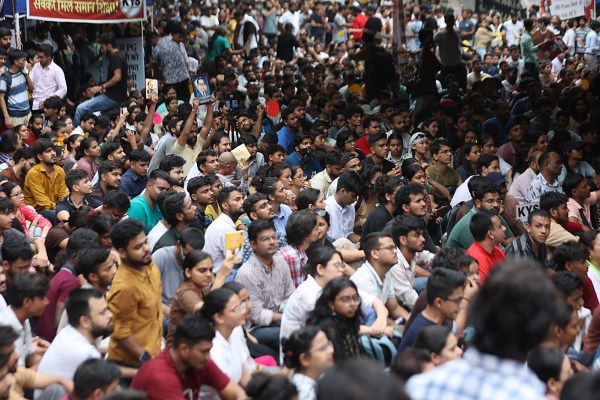 Protestors and supporters of the Cockroach Janta Party continue their protest. (Express Photo by Tashi Tobgyal)