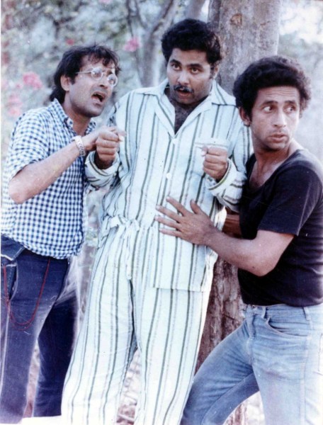 Naseeruddin Shah (right) with Satish Shah and Ravi Baswani in the 1983 cult comedy Jaane Bhi Do Yaaro, a dark satire on corruption in politics, bureaucracy, media and business. Express