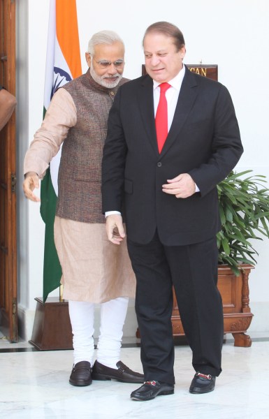 Prime minister Narendra Modi and Pakistan Prime minister Nawaz Sharif before a meeting in hydrabad house on Tuesday. Express Photo by Anil Sharma. 27.05.20114