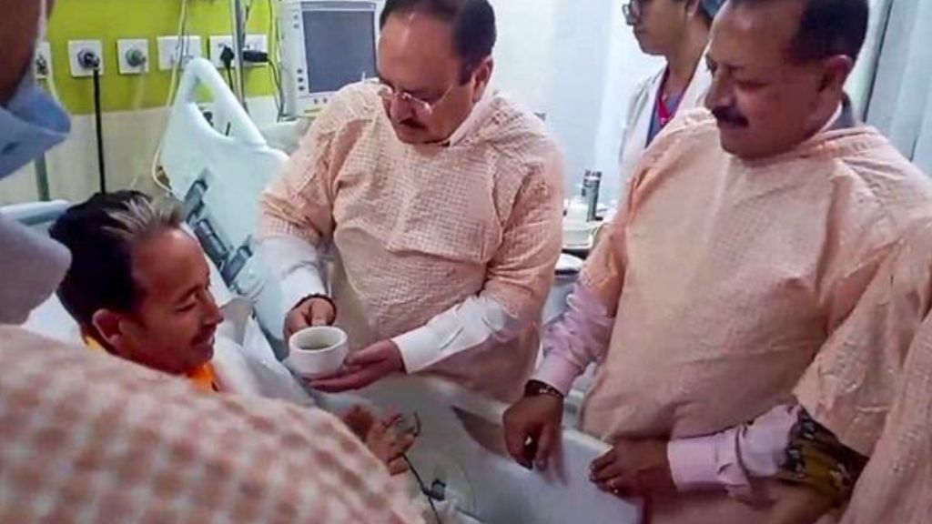 Wangchuk broke his 26-day fast late Thursday night in the presence of Union Minister JP Nadda and Jitendra Singh.
