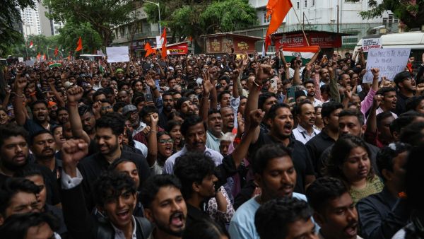 Protesters assembled at Shivaji Park in Mumbai (Express Photo by Akash Patil)