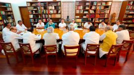 Lok Sabha Leader of the Opposition Rahul Gandhi, Rajya Sabha Leader of the Opposition Mallikarjun Kharge, and other senior MPs participated in a meeting of the Congress Parliamentary Party