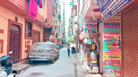 Gali number 2 in East Vinod Nagar where the couple lived in a four-floor house owned by the constable's family in Delhi. (Express Photo)