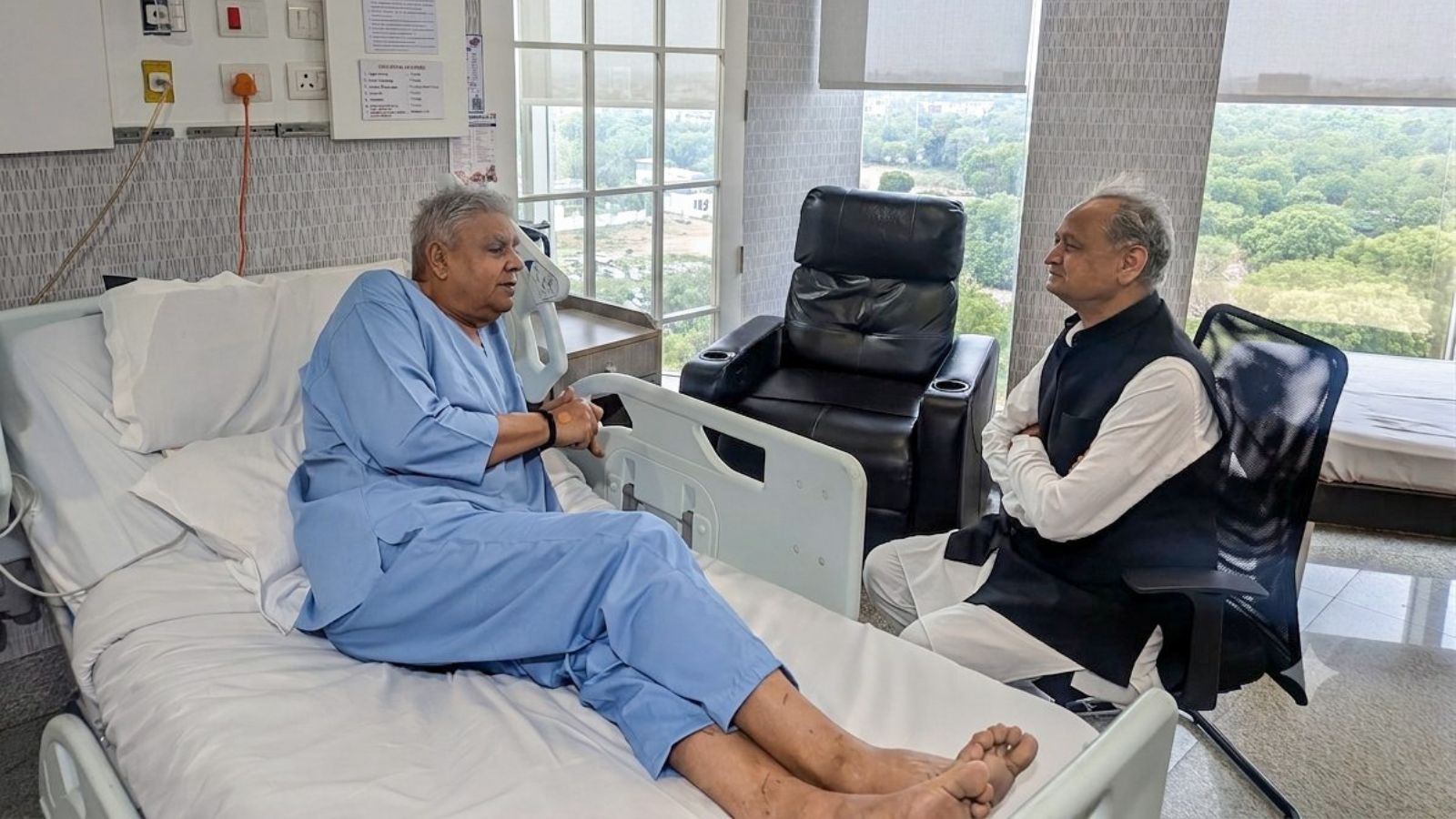 Earlier in the day, former Chief Minister Ashok Gehlot visited Dhankhar at the hospital “to inquire about his well-being.