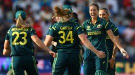Australia's Ellyse Perry celebrates with teammates after winning the ICC Women's T20 World Cup 2026 (Reuters Photo)