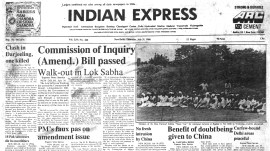 This is the front page of The Indian Express published on July 31, 1986.