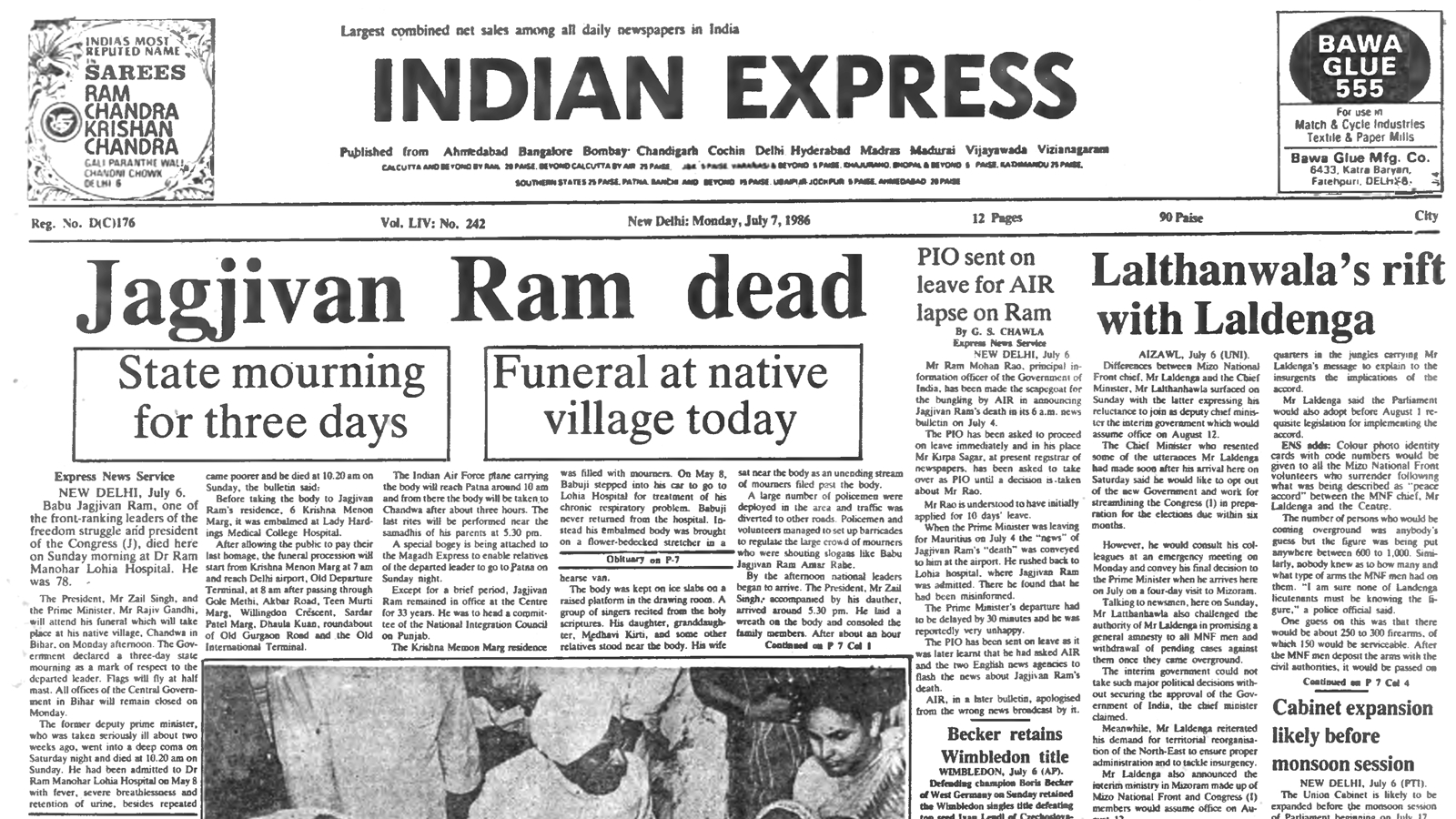 40 years ago July 7, 1986: Jagjivan Ram dead