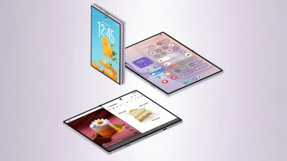 Leaked promotional images offer one of the clearest looks yet at Samsung's Galaxy Z Fold 8 Ultra, Fold 8 and Flip 8. (Image: Evan Blass)
