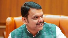 : Maharashtra Chief Minister Devendra Fadnavis chairs a meeting at Juhu, in Mumbai on Thursday. (@CMOMaharashtra X/ANI Photo)